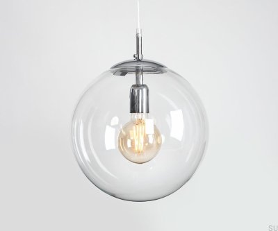 Suspension Globe en métal argenté chromé