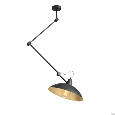 Plafonnier Melos en métal noir (abat-jour doré au centre)