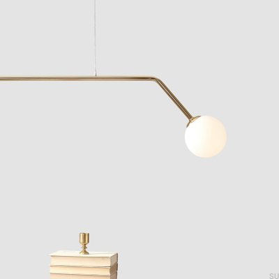 Lampe suspendue en métal doré pur