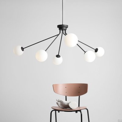 Lampe suspendue Holm 6 en métal noir