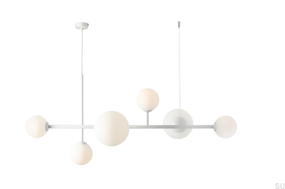 Lampe suspendue Dione 6 en métal blanc