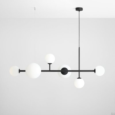 Lampe suspendue Dione 6 en métal noir