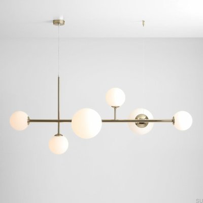 Lampe suspendue Dione 6 en métal doré