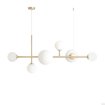 Lampe suspendue Dione 6 en laiton brossé
