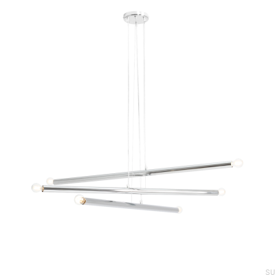 Lampe suspendue Tubo 6 en métal argenté chromé