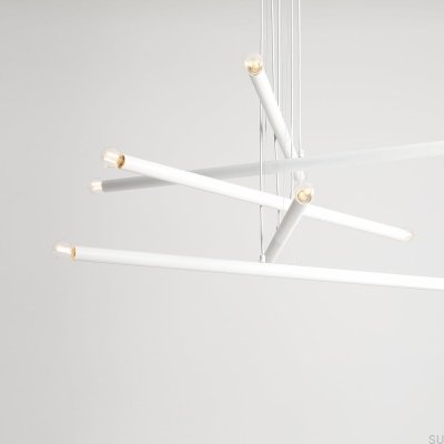 Lampe suspendue Tubo 10 en métal blanc