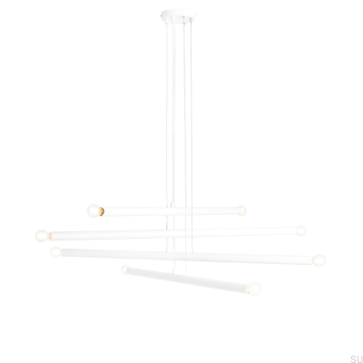 Lampe suspendue Tubo 8 en métal blanc