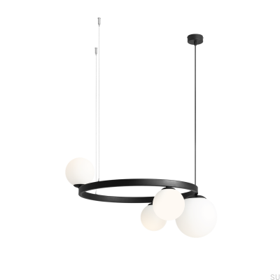 Lampe suspendue Garda à 4 anneaux en métal noir