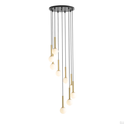 Suspension Riu 9 Ring en laiton et noir