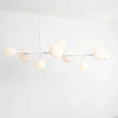 Lampe suspendue Dione 9 en métal blanc