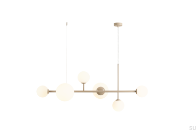 Lampe suspendue Dione 6 en métal beige