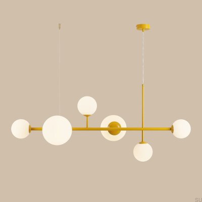Lampe suspendue Dione 6 en métal moutarde