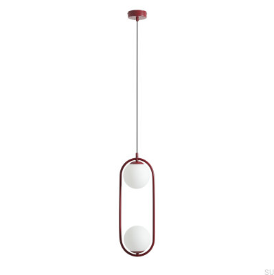 Lampe suspendue Riva 2 en métal bordeaux