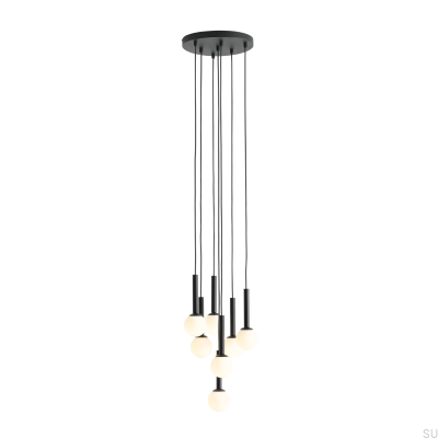 Lampe suspendue Riu 7 Ring en métal noir