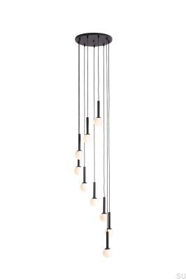 Lampe suspendue Riu 9 Ring en métal noir