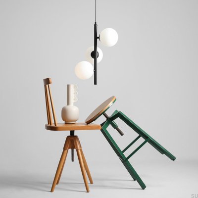 Lampe suspendue en métal noir Fin 3 S