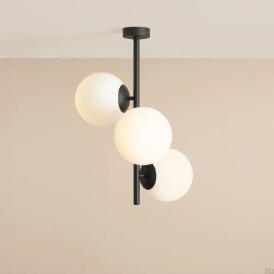 Plafonnier Fin 3 M en métal noir