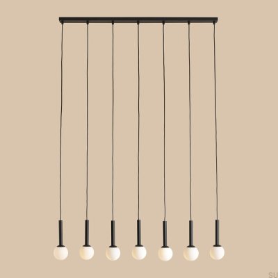 Lampe suspendue Riu 7 en métal noir