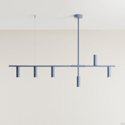 Lampe suspendue Trevo 6 en métal bleu