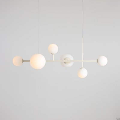 Lampe suspendue Dione 6 en métal crème