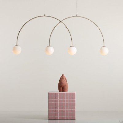 Lampe suspendue Una 4 L en métal beige