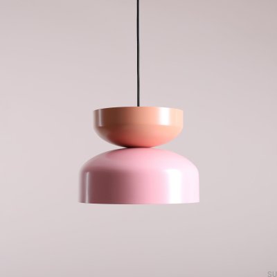 Lampe suspendue Tula en métal rose et corail
