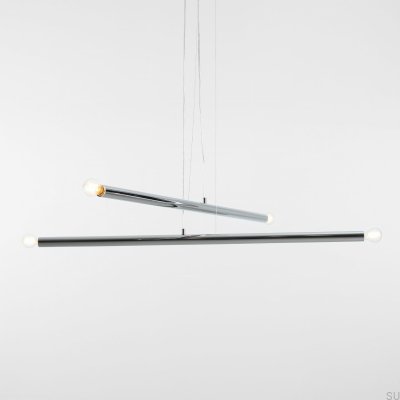 Lampe suspendue Tubo 4 en métal argenté chromé
