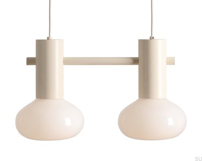Lampe suspendue Flo 2 S en métal crème