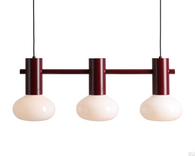 Lampe suspendue Flo 3 S en métal rouge
