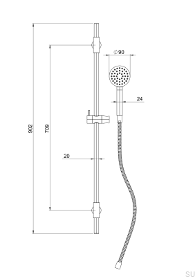Barre de douche avec support mural réglable ARM100 Laiton Bronze