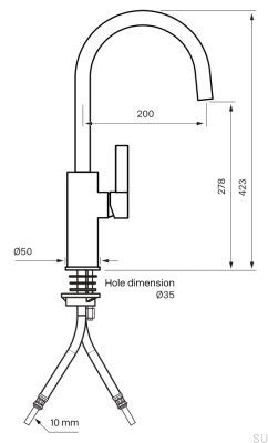 Robinet de cuisine ARM180 en laiton noir platine