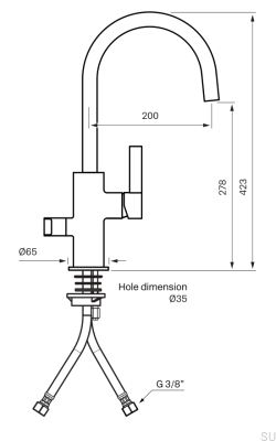 Robinet de cuisine avec valve pour lave-vaisselle ARM184 Cuivre brossé non peint