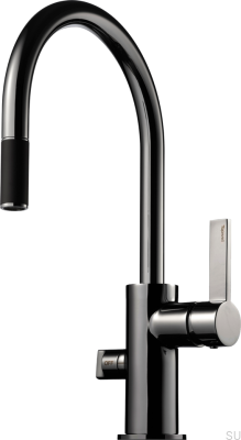 Robinet de cuisine avec bec extractible et valve pour lave-vaisselle ARM385 Laiton Noir Chrome