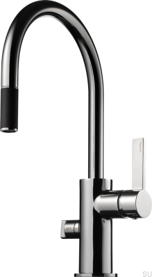 Robinet de cuisine avec bec extractible et valve pour lave-vaisselle ARM385 Laiton Argent Chrome