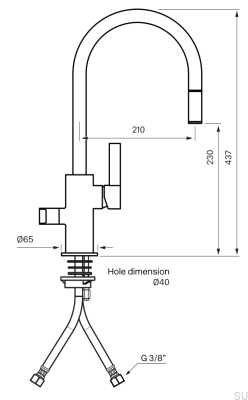 Robinet de cuisine avec bec extractible et valve pour lave-vaisselle ARM385 Laiton Argent Chrome