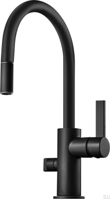 Robinet de cuisine avec bec extractible et valve pour lave-vaisselle ARM385 Laiton Noir Mat