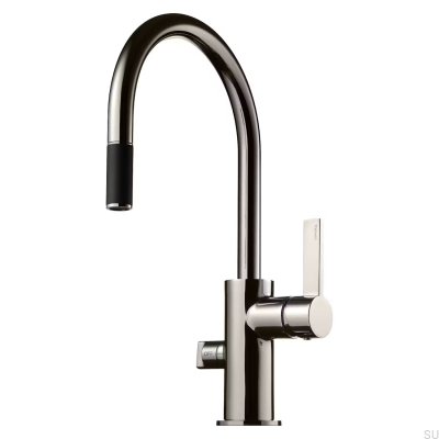 Robinet de cuisine avec bec extractible et valve pour lave-vaisselle ARM385 Laiton Noir Platine