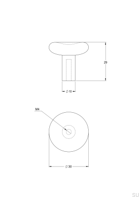 Bouton de meuble Bean 30, laiton, argent, chrome