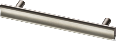 Poignée de meuble oblongue Bean 128, laiton, nickel brossé