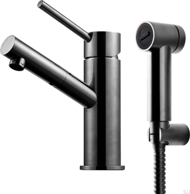 Robinet de lavabo-bidet en laiton chromé noir BI069