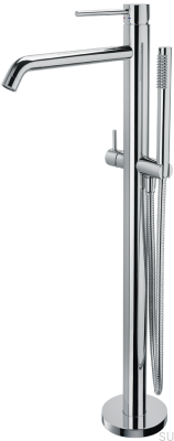 Robinet de baignoire autoportant avec pommeau de douche EVM032 Laiton Argent Chrome
