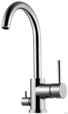 Robinet de cuisine avec valve pour lave-vaisselle EVO184 Laiton Argent Chrome