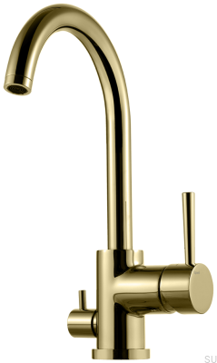 Robinet de cuisine avec valve pour lave-vaisselle EVO184 Laiton Miel Or