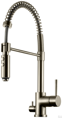 Robinet de cuisine avec valve pour lave-vaisselle EVO186 Laiton nickelé Brossé