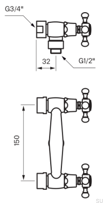 Robinet de douche en laiton chromé argenté FBLV168