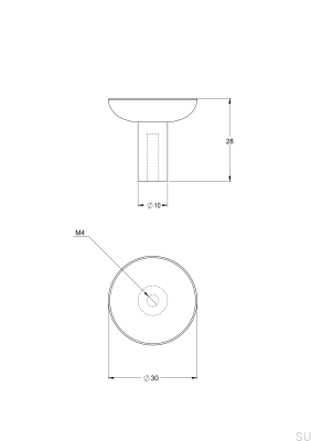 Bouton de meuble Pastille 30, laiton, noir mat