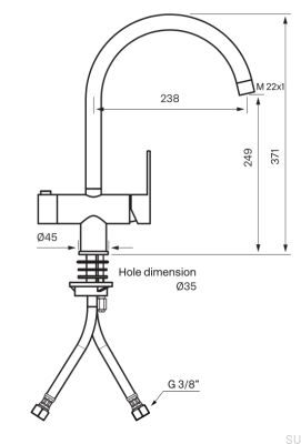Robinet de cuisine avec valve pour lave-vaisselle RIN184 Laiton Noir Mat
