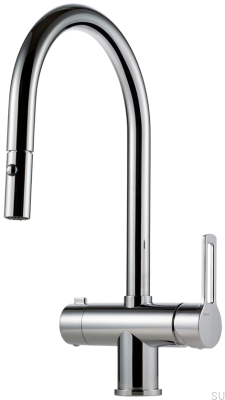 Robinet de cuisine avec bec extractible et valve pour lave-vaisselle RIN885 Laiton Argent Chrome