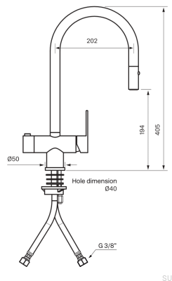 Robinet de cuisine avec bec extractible et valve pour lave-vaisselle RIN885 Laiton Argent Chrome