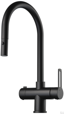Robinet de cuisine avec bec extractible et valve pour lave-vaisselle RIN885 Laiton Noir Mat
